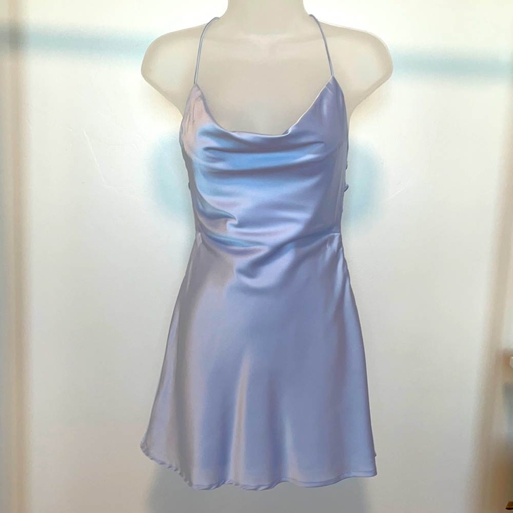 Babyboo Satin Blue Mini Dress XS
